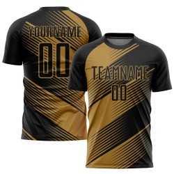 Fußballtrikot Gold Sublimation Uniform Schwarz Old Custom
