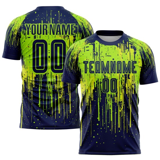 Gelb Neon Uniform Navy-Neon Grün Jersey Fußball Custom Sublimation Gelb Neon Uniform Navy-Neon Grün Jersey Fußball Custom Sublimation