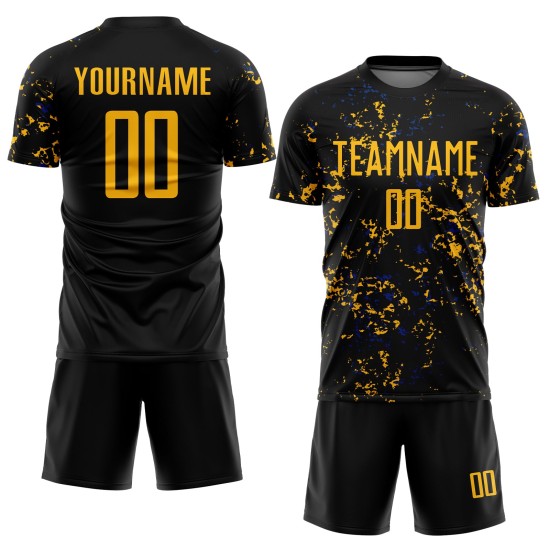 Gold-Royal Uniform Fußball Sublimation Kunst Schwarz Fragment Jersey Custom Abstrakt Gold-Royal Uniform Fußball Sublimation Kunst Schwarz Fragment Jersey Custom Abstrakt