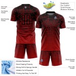 Benutzerdefinierte Jersey Linien Rot Fußball Sublimation Schwarz Uniform Benutzerdefinierte Jersey Linien Rot Fußball Sublimation Schwarz Uniform