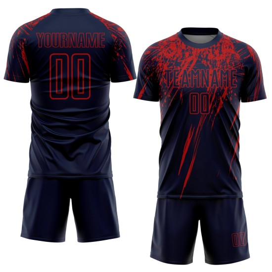 Uniform Sublimation Custom Fußball Rot Navy Trikot Uniform Sublimation Custom Fußball Rot Navy Trikot