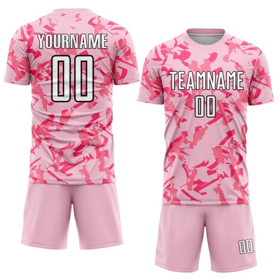 Benutzerdefinierte geometrische Sublimation Uniform Jersey Licht Fußball Muster Schwarz-Pink Abstrakt Rosa Benutzerdefinierte geometrische Sublimation Uniform Jersey Licht Fußball Muster Schwarz-Pink Abstrakt Rosa