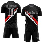 Fußball Sublimation Rot-Weiß Linien Jersey Schwarz Uniform Custom Diagonal Fußball Sublimation Rot-Weiß Linien Jersey Schwarz Uniform Custom Diagonal