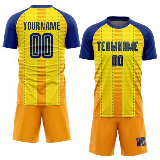 Benutzerdefinierte Royal-Orange Uniform Trikot Fußball Sublimation Gold Benutzerdefinierte Royal-Orange Uniform Trikot Fußball Sublimation Gold