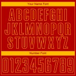 Rotes, benutzerdefiniertes goldenes Trikot mit Sublimationsdruck, Fußballuniform Rotes, benutzerdefiniertes goldenes Trikot mit Sublimationsdruck, Fußballuniform