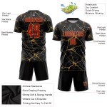 Fußball Rot-Alte Uniform Gold Sublimation Schwarz Custom Jersey Fußball Rot-Alte Uniform Gold Sublimation Schwarz Custom Jersey