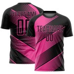 Benutzerdefinierte schwarze Linie Trikot rosa Sublimation Uniform Fußball Benutzerdefinierte schwarze Linie Trikot rosa Sublimation Uniform Fußball