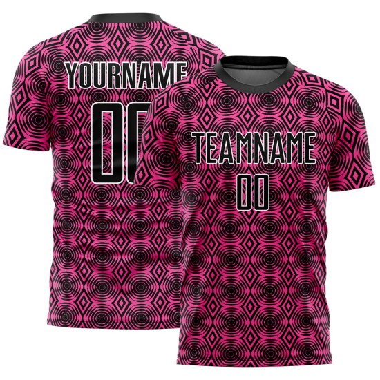 Formen Jersey Custom Fußball Geometrische Sublimation Rosa Schwarz-Weiß Uniform Formen Jersey Custom Fußball Geometrische Sublimation Rosa Schwarz-Weiß Uniform