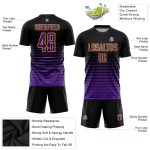 Mode Schwarz Custom Nadelstreifen Lila-Gold Jersey Verblassen Fußball Uniform Sublimation Mode Schwarz Custom Nadelstreifen Lila-Gold Jersey Verblassen Fußball Uniform Sublimation