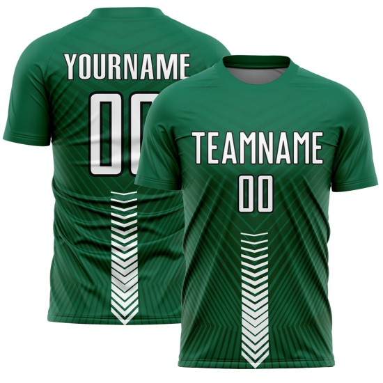 Arrow Green Custom Weiß-Schwarz Uniform Kelly Fußball Formen Sublimation Jersey Arrow Green Custom Weiß-Schwarz Uniform Kelly Fußball Formen Sublimation Jersey