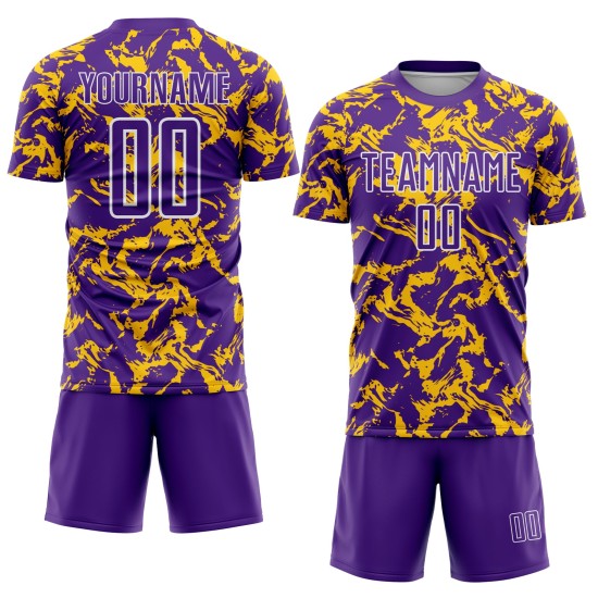 Fußball Sublimation Trikot Fluid Custom Uniform Gold-Weiß Lila Abstrakt Fußball Sublimation Trikot Fluid Custom Uniform Gold-Weiß Lila Abstrakt
