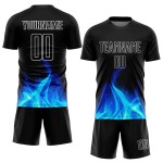 Benutzerdefinierte Uniform Weiß Fußball Sublimation Jersey Flamme Schwarz Benutzerdefinierte Uniform Weiß Fußball Sublimation Jersey Flamme Schwarz