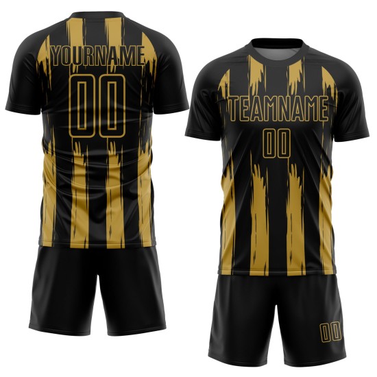 Schwarz Gold Uniform Custom Jersey Fußball Alte Streifen Sublimation Abstrakt Schwarz Gold Uniform Custom Jersey Fußball Alte Streifen Sublimation Abstrakt