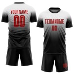 Weiß Rot-Schwarz Fußball Sublimation Mode Custom Fade Uniform Jersey Weiß Rot-Schwarz Fußball Sublimation Mode Custom Fade Uniform Jersey