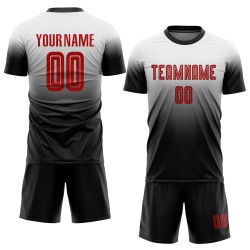 Weiß Rot-Schwarz Fußball Sublimation Mode Custom Fade Uniform Jersey