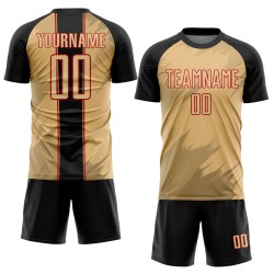 Fußballtrikot Alte Sublimation Uniform Sharp Schwarz-Rot Gold Benutzerdefinierte Formen