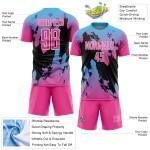 Benutzerdefinierte Jersey Sky Splash Pink Uniform Blau-Schwarz Fußball Sublimation Benutzerdefinierte Jersey Sky Splash Pink Uniform Blau-Schwarz Fußball Sublimation