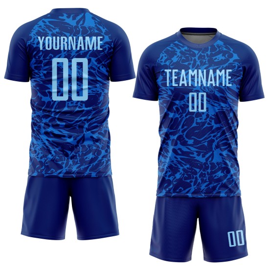 Benutzerdefiniertes Trikot Royal Sublimation Hellblaue Fußballuniform Benutzerdefiniertes Trikot Royal Sublimation Hellblaue Fußballuniform