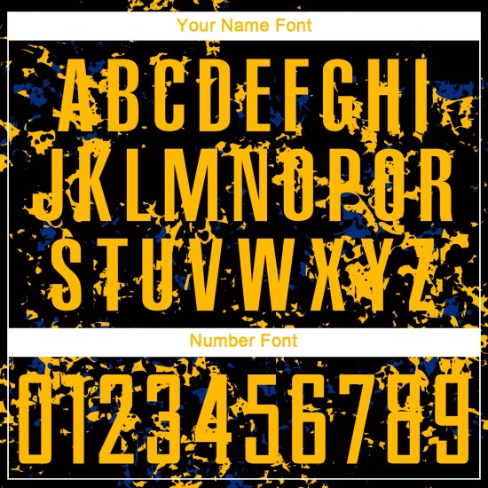 Gold-Royal Uniform Fußball Sublimation Kunst Schwarz Fragment Jersey Custom Abstrakt Gold-Royal Uniform Fußball Sublimation Kunst Schwarz Fragment Jersey Custom Abstrakt