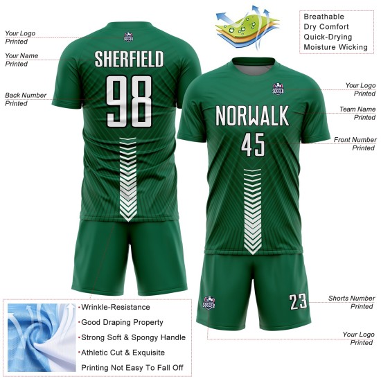 Arrow Green Custom Weiß-Schwarz Uniform Kelly Fußball Formen Sublimation Jersey Arrow Green Custom Weiß-Schwarz Uniform Kelly Fußball Formen Sublimation Jersey