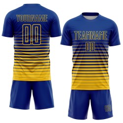 Uniform Nadelstreifen verblassen benutzerdefinierte Royal Yellow Fashion Fußball Jersey Sublimation