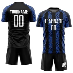 Weiß-Royal Uniform Custom Schwarz Sublimation Jersey Fußball