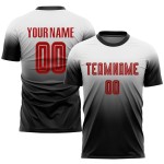 Weiß Rot-Schwarz Fußball Sublimation Mode Custom Fade Uniform Jersey Weiß Rot-Schwarz Fußball Sublimation Mode Custom Fade Uniform Jersey