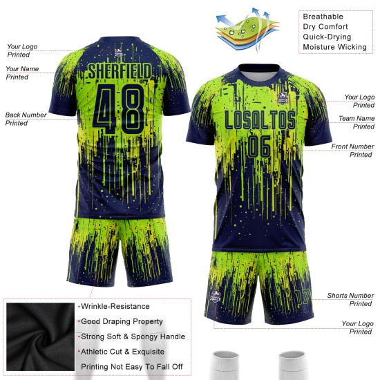 Gelb Neon Uniform Navy-Neon Grün Jersey Fußball Custom Sublimation Gelb Neon Uniform Navy-Neon Grün Jersey Fußball Custom Sublimation