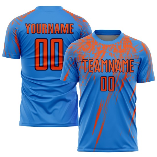 Benutzerdefinierte Orange-Navy Uniform Sublimation Blau Jersey Fußball Pulver Benutzerdefinierte Orange-Navy Uniform Sublimation Blau Jersey Fußball Pulver