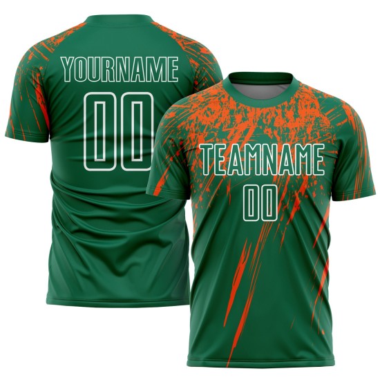 Jersey Kelly Sublimation Custom Orange-Weiß Fußball Grün Uniform Jersey Kelly Sublimation Custom Orange-Weiß Fußball Grün Uniform