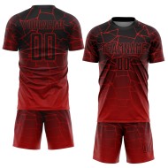 Benutzerdefinierte Jersey Linien Rot Fußball Sublimation Schwarz Uniform Benutzerdefinierte Jersey Linien Rot Fußball Sublimation Schwarz Uniform
