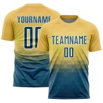 Fußballtrikot mit Dreieck-Motiv, US-Gelb, Blau-Weiß, Marineblau, Uniform, Sublimation, geometrisch