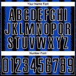 Benutzerdefinierte blau-weiße Trikotlinie Thunder Uniform Sublimation Schwarz Fußball Benutzerdefinierte blau-weiße Trikotlinie Thunder Uniform Sublimation Schwarz Fußball