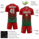 Mode Custom Sublimation Green Jersey Fußball Weiß-Kelly Uniform Nadelstreifen Fade Red Mode Custom Sublimation Green Jersey Fußball Weiß-Kelly Uniform Nadelstreifen Fade Red