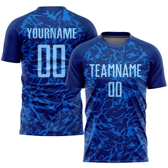Benutzerdefiniertes Trikot Royal Sublimation Hellblaue Fußballuniform Benutzerdefiniertes Trikot Royal Sublimation Hellblaue Fußballuniform