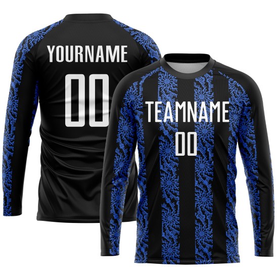 Weiß-Royal Uniform Custom Schwarz Sublimation Jersey Fußball Weiß-Royal Uniform Custom Schwarz Sublimation Jersey Fußball