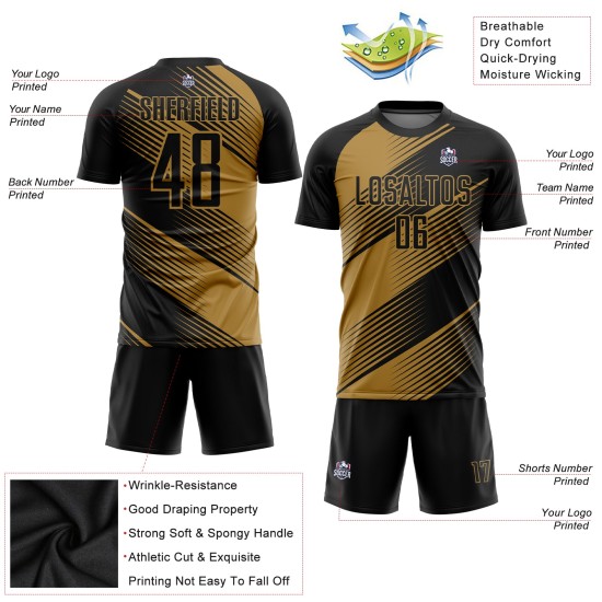 Fußballtrikot Gold Sublimation Uniform Schwarz Old Custom Fußballtrikot Gold Sublimation Uniform Schwarz Old Custom