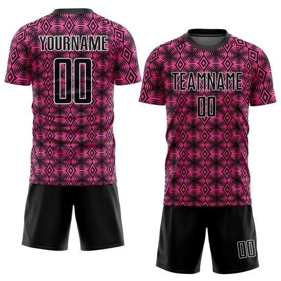 Formen Jersey Custom Fußball Geometrische Sublimation Rosa Schwarz-Weiß Uniform Formen Jersey Custom Fußball Geometrische Sublimation Rosa Schwarz-Weiß Uniform