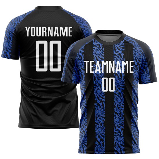 Weiß-Royal Uniform Custom Schwarz Sublimation Jersey Fußball Weiß-Royal Uniform Custom Schwarz Sublimation Jersey Fußball