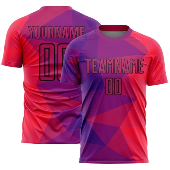 Lila Fußball Formen Rot-Schwarz Jersey Uniform Geometrische Sublimation Custom Lila Fußball Formen Rot-Schwarz Jersey Uniform Geometrische Sublimation Custom