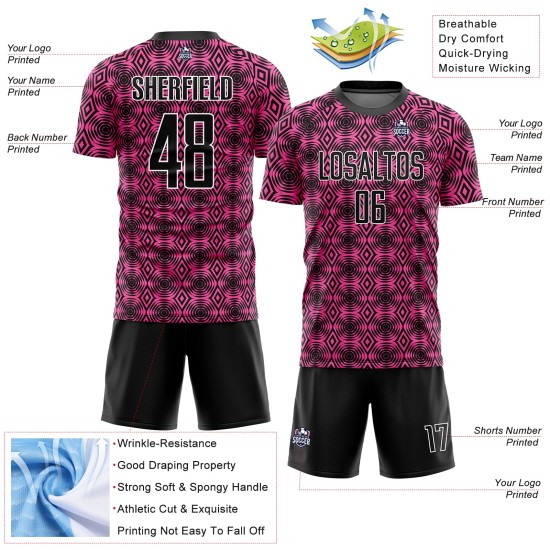 Formen Jersey Custom Fußball Geometrische Sublimation Rosa Schwarz-Weiß Uniform Formen Jersey Custom Fußball Geometrische Sublimation Rosa Schwarz-Weiß Uniform