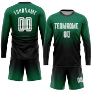 Fade Green Fashion Langarm-Trikot für Fußball-Sublimationstrikots in Weiß und Schwarz, benutzerdefinierte Uniform Fade Green Fashion Langarm-Trikot für Fußball-Sublimationstrikots in Weiß und Schwarz, benutzerdefinierte Uniform
