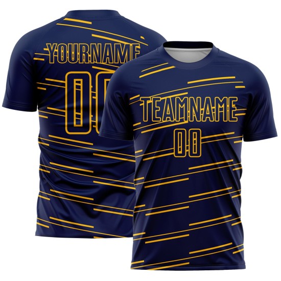 Linien Gelb Sublimation Uniform Jersey Navy Custom Fußball Linien Gelb Sublimation Uniform Jersey Navy Custom Fußball