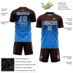 Braune Uniform Blau-Creme Fußball Sublimation Jersey Pulver Custom Braune Uniform Blau-Creme Fußball Sublimation Jersey Pulver Custom
