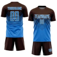 Braune Uniform Blau-Creme Fußball Sublimation Jersey Pulver Custom Braune Uniform Blau-Creme Fußball Sublimation Jersey Pulver Custom