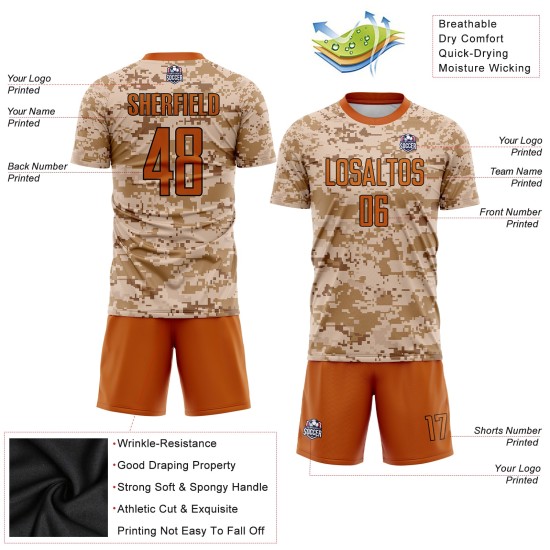 Fußball zu orange-braun Uniform Service Camo Sublimation Texas Salute Custom Jersey Fußball zu orange-braun Uniform Service Camo Sublimation Texas Salute Custom Jersey
