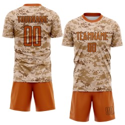 Fußball zu orange-braun Uniform Service Camo Sublimation Texas Salute Custom Jersey