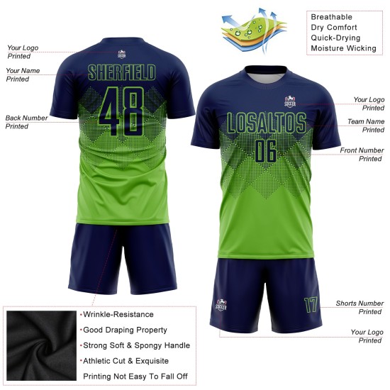 Fußball Custom Neon Jersey Grün Navy Sublimation Uniform Fußball Custom Neon Jersey Grün Navy Sublimation Uniform