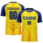 Benutzerdefinierte Royal-Orange Uniform Trikot Fußball Sublimation Gold Benutzerdefinierte Royal-Orange Uniform Trikot Fußball Sublimation Gold