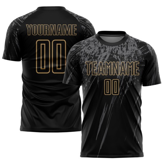 Gold-Grau Schwarz Jersey Fußball Sublimation Alte Custom Uniform Gold-Grau Schwarz Jersey Fußball Sublimation Alte Custom Uniform